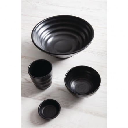 Bols à soupe ou riz noir en mélamine Fusion Kristallon 11,4 cm (x6)