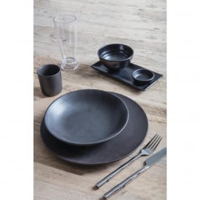 Bols à soupe ou riz noir en mélamine Fusion Kristallon 11,4 cm (x6)