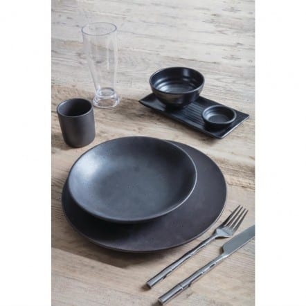 Bols à soupe ou riz noir en mélamine Fusion Kristallon 11,4 cm (x6)