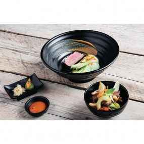 Bols à soupe ou riz noir en mélamine Fusion Kristallon 11,4 cm (x6)