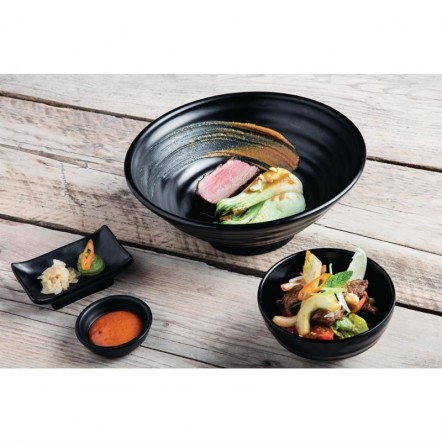 Bols à soupe ou riz noir en mélamine Fusion Kristallon 11,4 cm (x6)