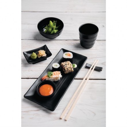 Bols à soupe ou riz noir en mélamine Fusion Kristallon 11,4 cm (x6)