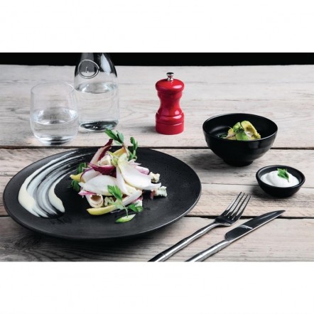 Bols à soupe ou riz noir en mélamine Fusion Kristallon 11,4 cm (x6)