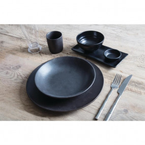 Bols à soupe ou riz noir en mélamine Fusion Kristallon 11,4 cm (x6)