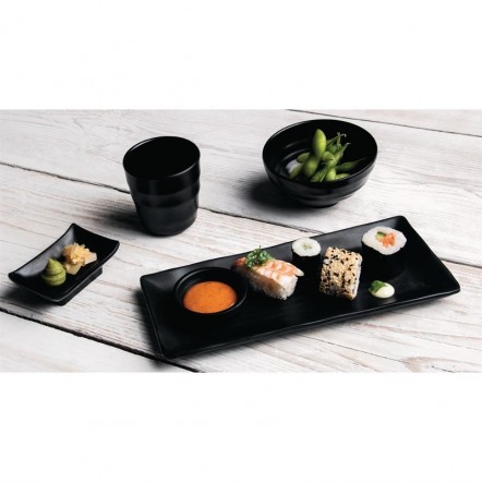 Bols à soupe ou riz noir en mélamine Fusion Kristallon 11,4 cm (x6)