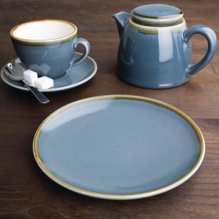 Assiettes plates rondes couleur océan Kiln Olympia 178mm lot de 6
