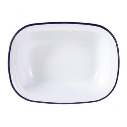 Plat de service rectangulaire acier émaillé Olympia 280x190x55mm lot de 6
