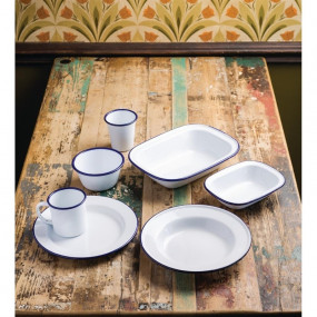 Assiette plate en acier émaillé Olympia 300mm lot de 6