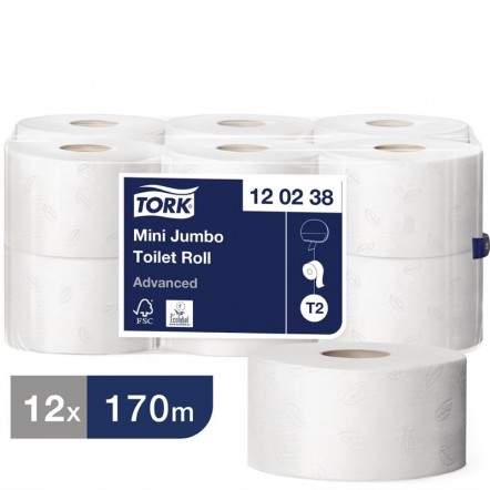 Papier toilette 2 plis Mini Jumbo Tork 170m