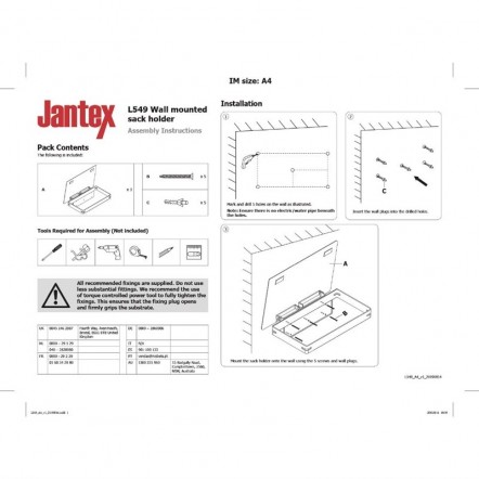 Support de sac poubelle mural Jantex