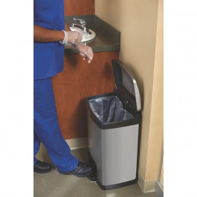Poubelle à pédale frontale inox Rubbermaid Slim Jim 50L