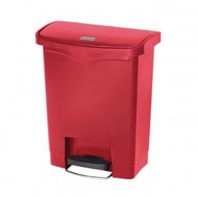 Poubelle à pédale frontale Rubbermaid Slim Jim rouge 30L