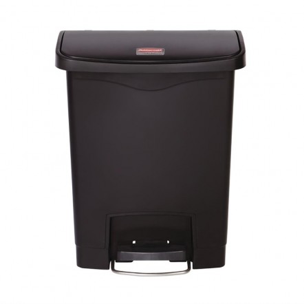 Poubelle à pédale frontale Rubbermaid Slim Jim noire 30L