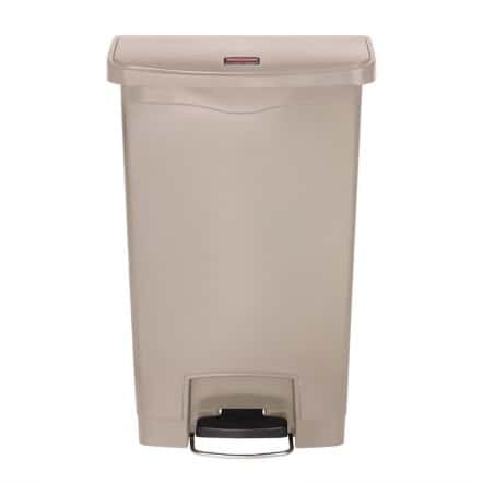 Poubelle à pédale frontale Rubbermaid Slim Jim beige 50L