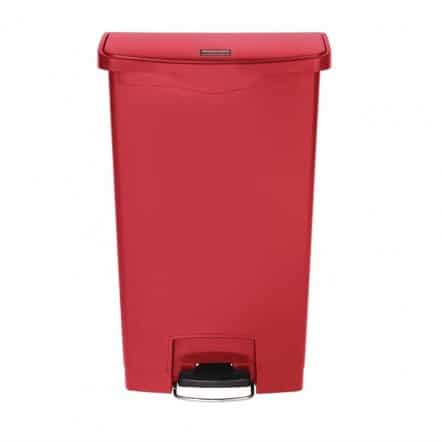 Poubelle à pédale frontale Rubbermaid Slim Jim rouge 68L