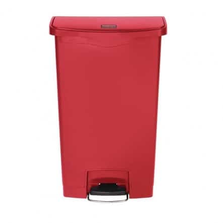Poubelle à pédale frontale Rubbermaid Slim Jim rouge 68L