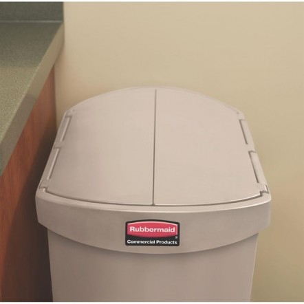 Poubelle à pédale latérale Rubbermaid Slim Jim 50L beige