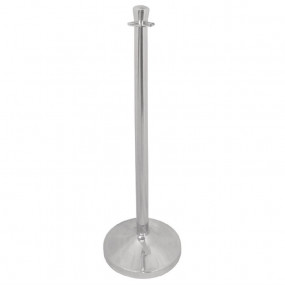 Poteau d'accueil en acier inoxydable Bolero chromé à tête plate