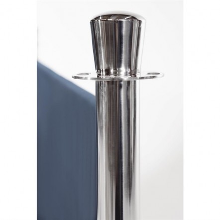 Poteau d'accueil en acier inoxydable Bolero chromé à tête plate