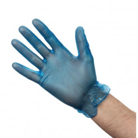 Gants alimentaires en vinyle poudré Vogue bleus M