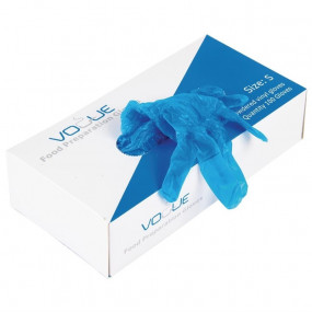Gants alimentaires en vinyle poudré Vogue bleus M