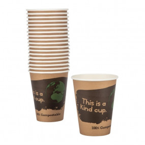 Gobelets boissons chaudes PLA simple paroi compostables 34 cl Fiesta Green (x50)