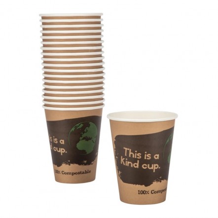 Gobelets boissons chaudes PLA simple paroi compostables 34 cl Fiesta Green (x50)