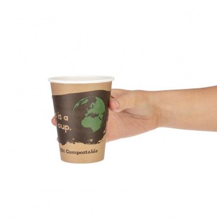 Gobelets boissons chaudes PLA simple paroi compostables 34 cl Fiesta Green (x50)
