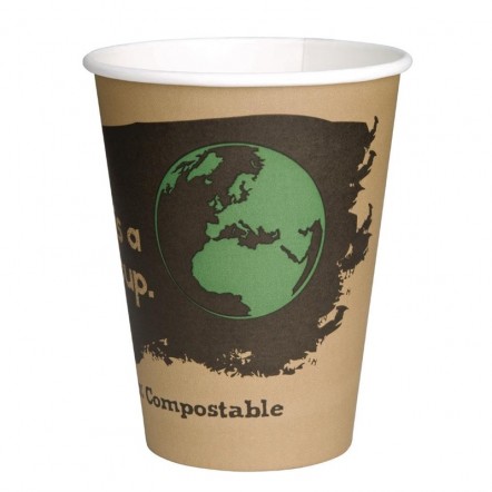 Gobelets boissons chaudes PLA simple paroi compostables 34 cl Fiesta Green (x50)