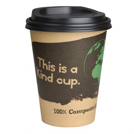 Gobelets boissons chaudes PLA simple paroi compostables 34 cl Fiesta Green (x50)