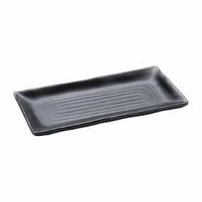 Petits plateaux rectangulaires noirs en mélamine Fusion Kristallon 21,6 cm