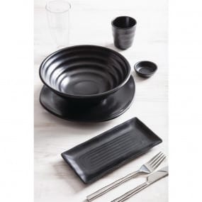 Petits plateaux rectangulaires noirs en mélamine Fusion Kristallon 21,6 cm