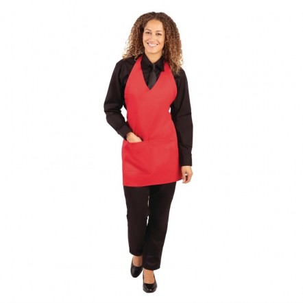 Tablier serveur col en V Whites rouge