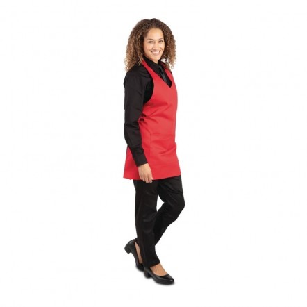 Tablier serveur col en V Whites rouge