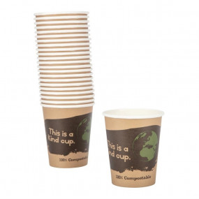 Gobelets boissons chaudes PLA compostables Fiesta Green 22,5 cl (x1000)