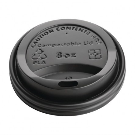 Couvercles gobelets boissons chaudes CPLA compostables Fiesta Green 225 ml (lot de 1000)