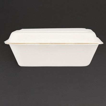 Barquettes à charnière en bagasse compostables Fiesta Green 18,2 cm (x250)
