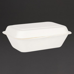 Barquettes à charnière en bagasse compostables Fiesta Green 18,2 cm (x250)
