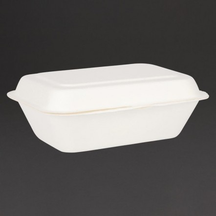 Barquettes à charnière en bagasse compostables Fiesta Green 18,2 cm (x250)