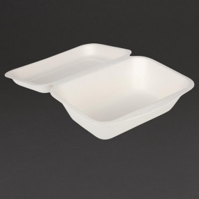 Barquettes à charnière en bagasse compostables Fiesta Green 18,2 cm (x250)