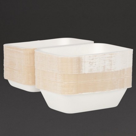 Barquettes à charnière en bagasse compostables Fiesta Green 18,2 cm (x250)