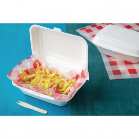 Barquettes à charnière en bagasse compostables Fiesta Green 18,2 cm (x250)