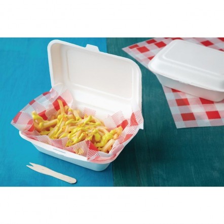 Barquettes à charnière en bagasse compostables Fiesta Green 18,2 cm (x250)
