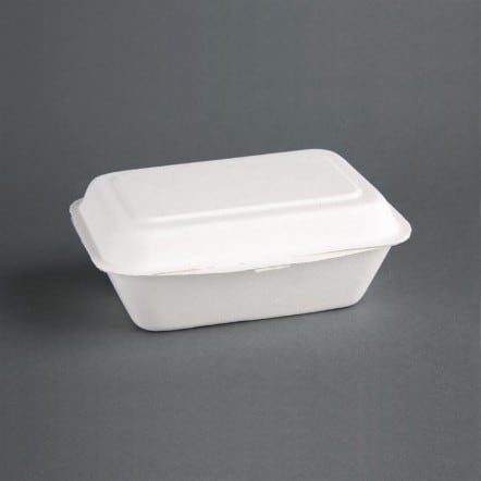 Barquettes à charnière en bagasse compostables Fiesta Green 18,2 cm (x250)