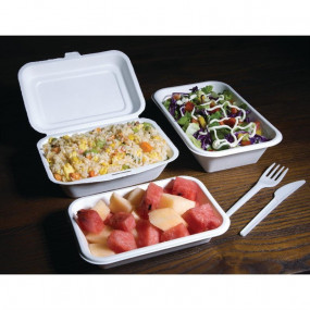 Barquettes à charnière en bagasse compostables Fiesta Green 18,2 cm (x250)