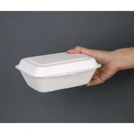 Barquettes à charnière en bagasse compostables Fiesta Green 18,2 cm (x250)
