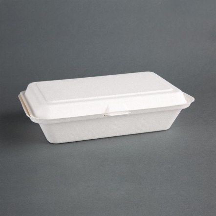 Barquettes à charnière en bagasse compostables Fiesta Green 24,8 cm (x250)