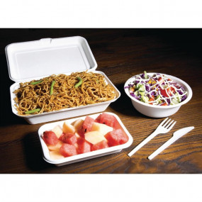 Barquettes à charnière en bagasse compostables Fiesta Green 24,8 cm (x250)