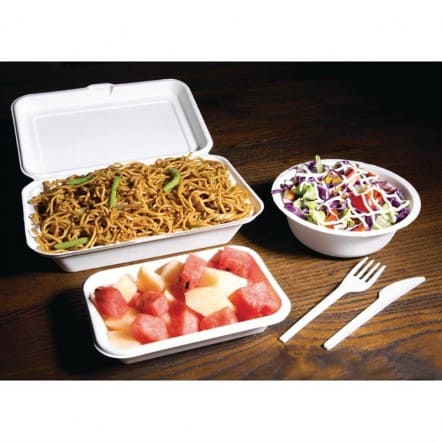 Barquettes à charnière en bagasse compostables Fiesta Green 24,8 cm (x250)