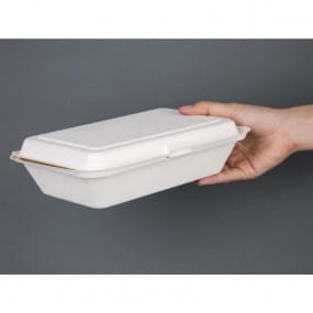 Barquettes à charnière en bagasse compostables Fiesta Green 24,8 cm (x250)